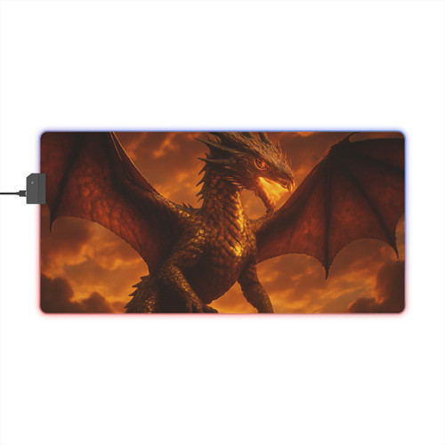 Golden Ember Serpent - LED Gaming Mouse Pad