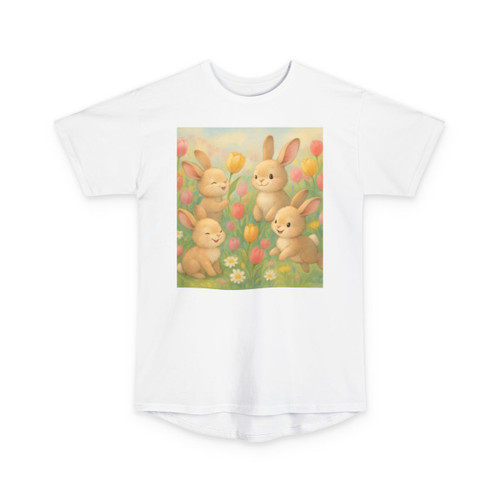 Bunny Blossom Parade - Unisex Long Body Urban Tee