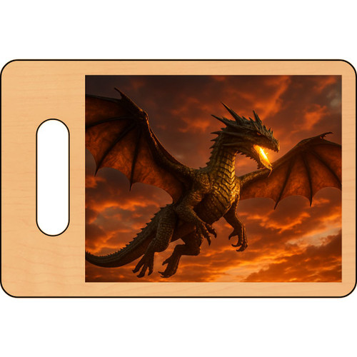 Golden Ember Serpent - Wooden Cutting Board (Engraving)