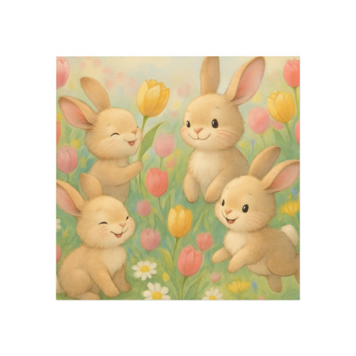 Bunny Blossom Parade - Square Magnet