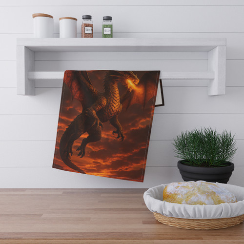 Golden Ember Serpent - Tea Towels (cotton, poly)