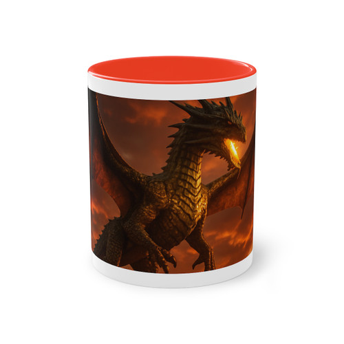 Golden Ember Serpent - Two-Tone Coffee Mug, 11oz