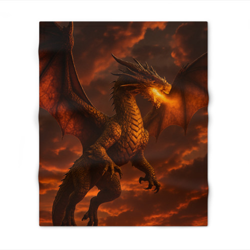 Golden Ember Serpent - Throw Blanket