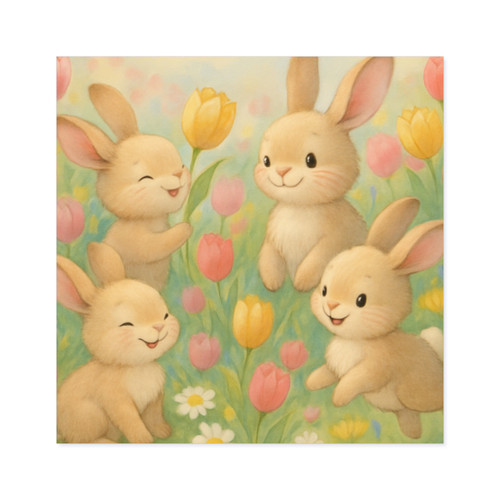 Bunny Blossom Parade - Laminate Stickers, Square