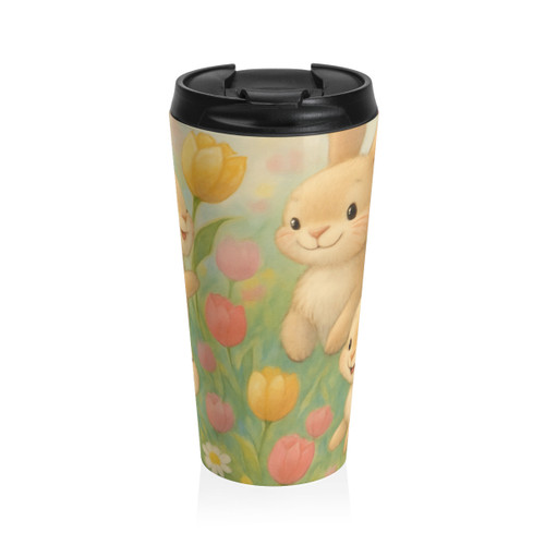 Bunny Blossom Parade - Stainless Steel Travel Mug