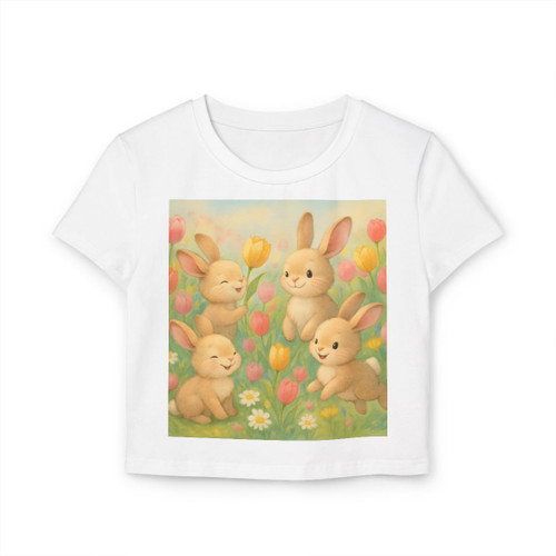 Bunny Blossom Parade - Women's Baby Tee Bunny Blossom Parade - Women's Baby Tee