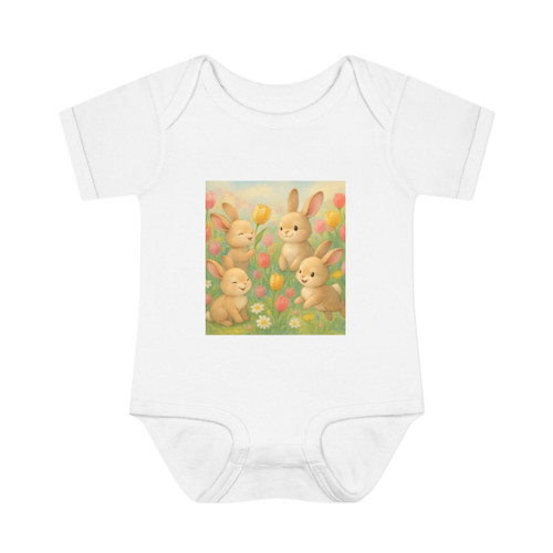 Bunny Blossom Parade - Infant Baby Rib Bodysuit Bunny Blossom Parade - Infant Baby Rib Bodysuit