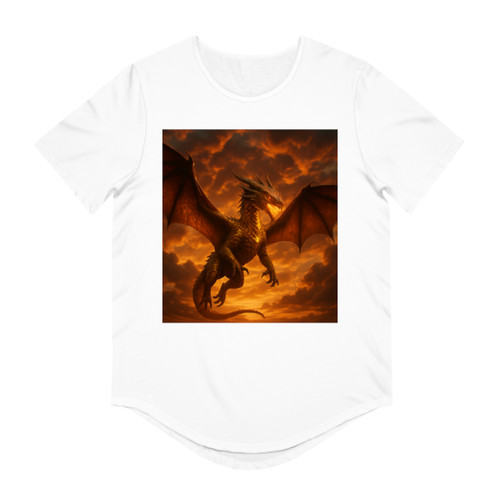 Golden Ember Serpent - Men's Jersey Curved Hem Tee