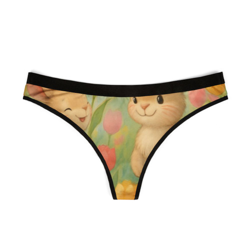 Bunny Blossom Parade - Women's Thongs (AOP) Bunny Blossom Parade - Women's Thongs (AOP)