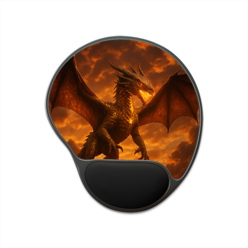 Golden Ember Serpent - Mouse Pad With Wrist Rest