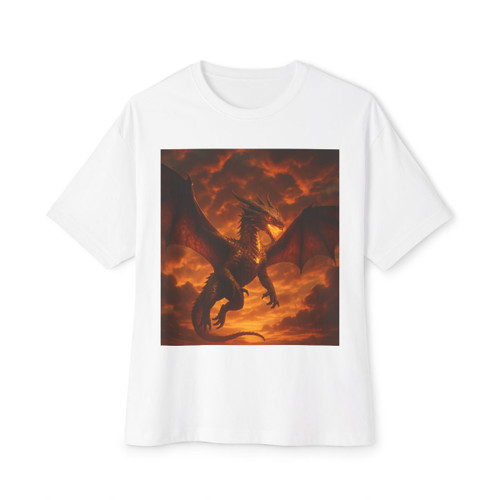 Golden Ember Serpent - Unisex Oversized Boxy Tee