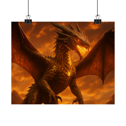 Golden Ember Serpent - Matte Horizontal Posters