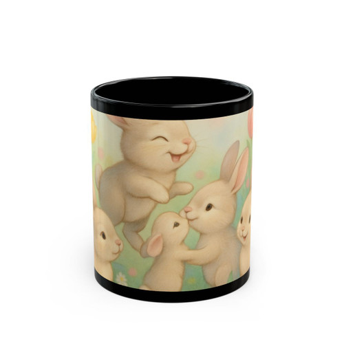 Bunny Blossom Parade - Black Mug (11oz, 15oz)