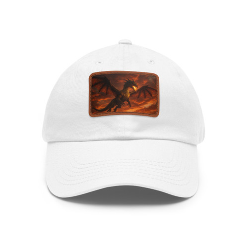 Golden Ember Serpent - Dad Hat with Leather Patch (Rectangle)