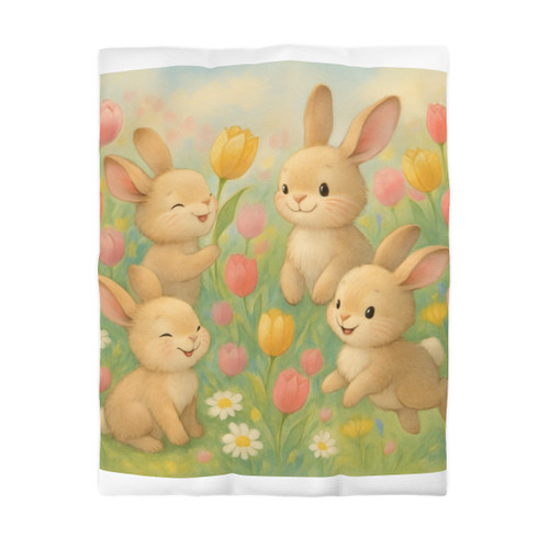 Bunny Blossom Parade - Microfiber Duvet Cover