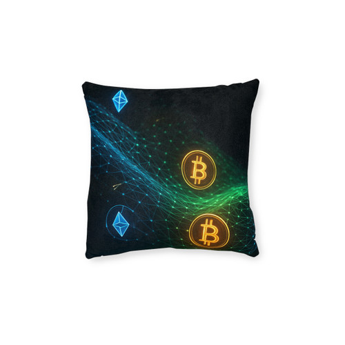 Digital Currency Wave - Square Pillow