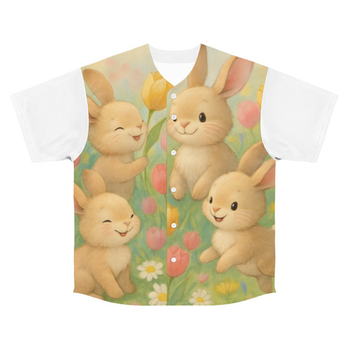 Bunny Blossom Parade - Men's Baseball Jersey (AOP) Bunny Blossom Parade - Men's Baseball Jersey (AOP)
