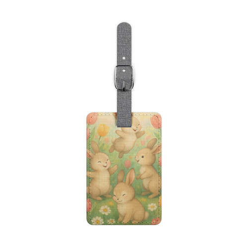 Bunny Blossom Parade - Saffiano Polyester Luggage Tag, Rectangle