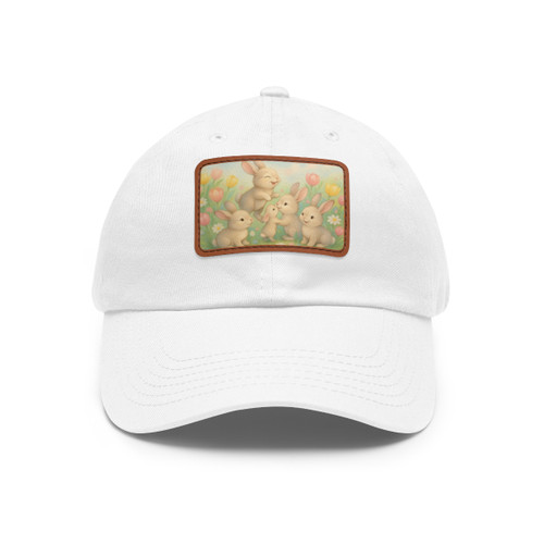 Bunny Blossom Parade - Dad Hat with Leather Patch (Rectangle)