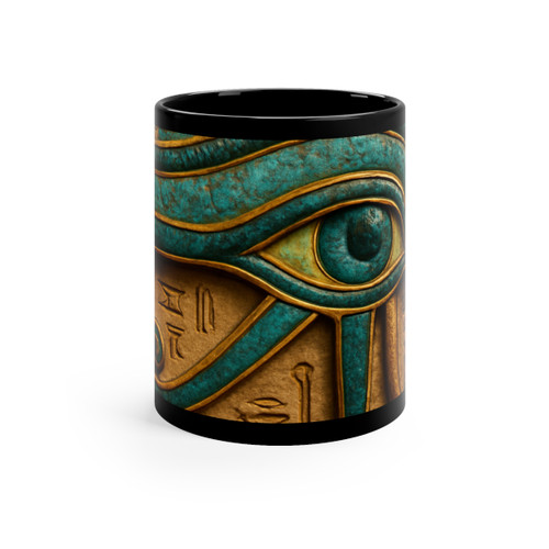 Mystical Eye of Horus - Black Coffee Mug, 11oz