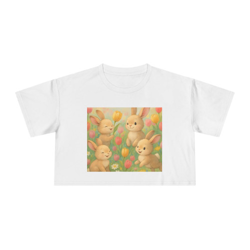 Bunny Blossom Parade - Women's Crop Tee Bunny Blossom Parade - Women's Crop Tee