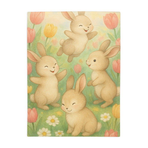 Bunny Blossom Parade - Plush Fleece Blanket Bunny Blossom Parade - Plush Fleece Blanket