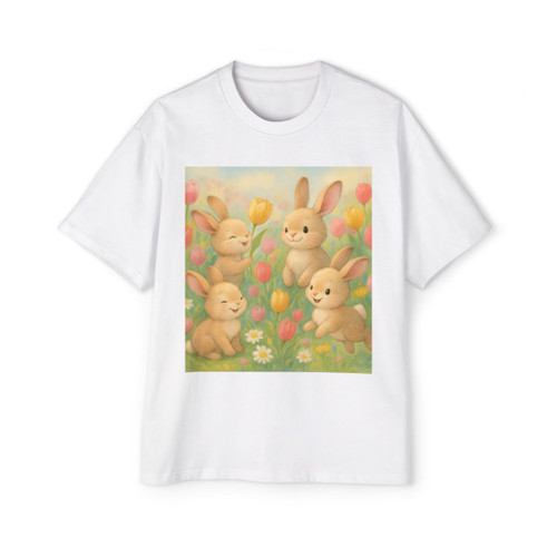 Bunny Blossom Parade - Men's Heavy Oversized Tee Bunny Blossom Parade - Men's Heavy Oversized Tee