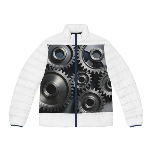 Gears of Innovation - Men's Puffer Jacket (AOP) Gears of Innovation - Men's Puffer Jacket (AOP)