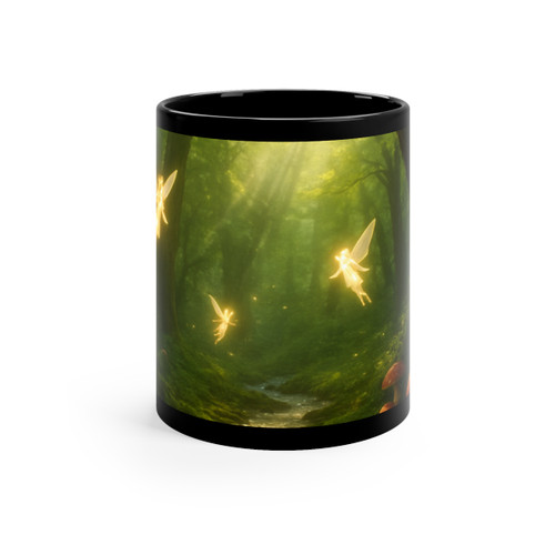 Whispers of the Woods - Black Coffee Mug, 11oz