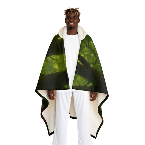 Whispers of the Woods - Hooded Sherpa Fleece Blanket