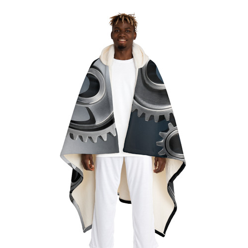 Gears of Innovation - Hooded Sherpa Fleece Blanket