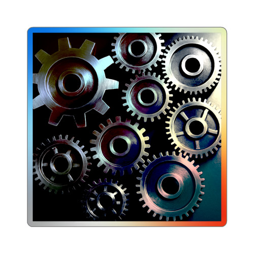 Gears of Innovation - Holographic Die-cut Stickers