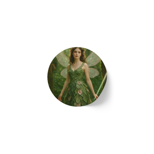 Whimsical Woodland Sprite - Round Sticker Label Rolls