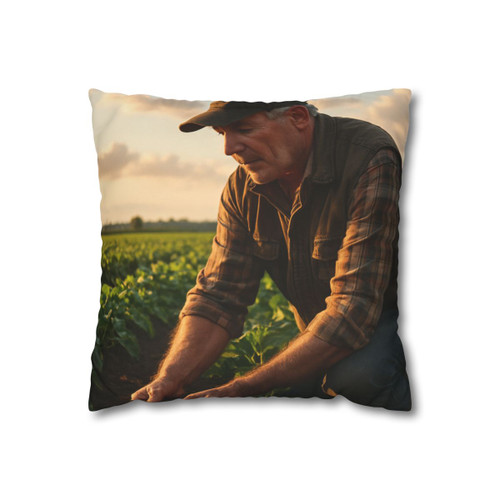 Harvest Heartbeat - Square Poly Canvas Pillowcase