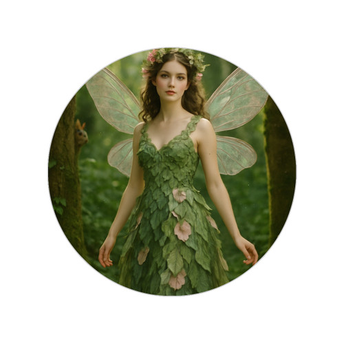Whimsical Woodland Sprite - Transparent Outdoor Stickers, Round, 1pcs