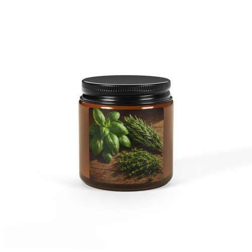 Rustic Herb Garden - Scented Soy Candle (Multi-Size, Amber Jar)