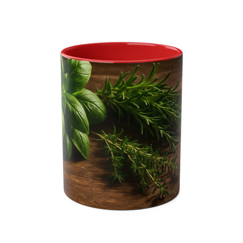 Rustic Herb Garden - Two-Tone Coffee Mugs, 11oz