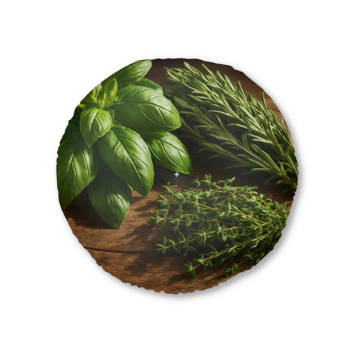 Rustic Herb Garden - Tufted Floor Pillow, Round