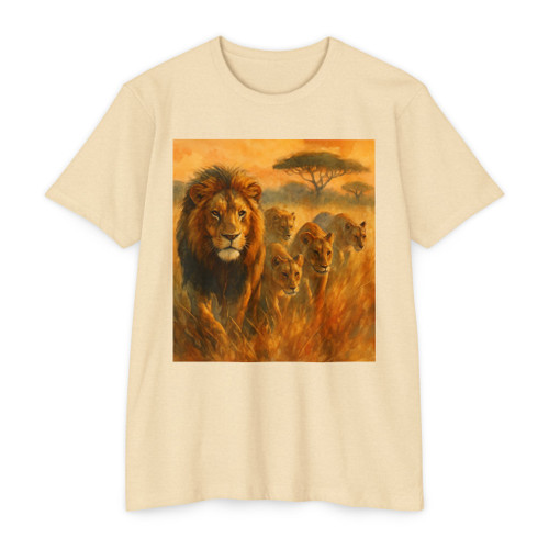 Lions in the Golden Savanna Hunt - Unisex CVC Jersey T-shirt