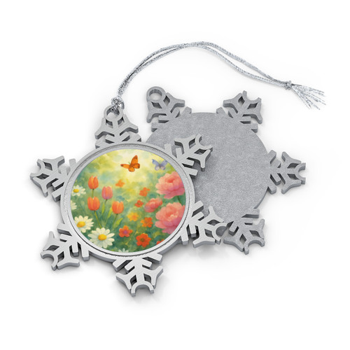 Serene Garden Escape - Pewter Snowflake Ornament