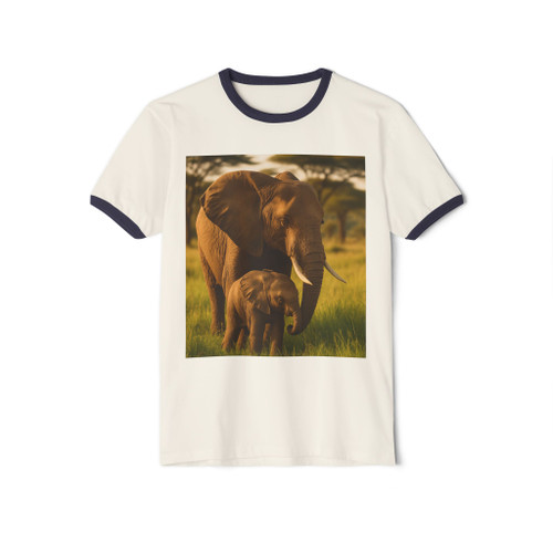 Dramatic Elephant Guardian - Unisex Cotton Ringer T-Shirt