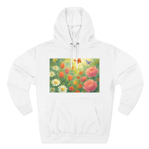 Serene Garden Escape - Three-Panel Fleece Hoodie