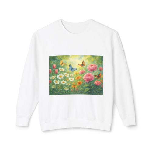 Serene Garden Escape - Unisex Lightweight Crewneck Sweatshirt Serene Garden Escape - Unisex Lightweight Crewneck Sweatshirt