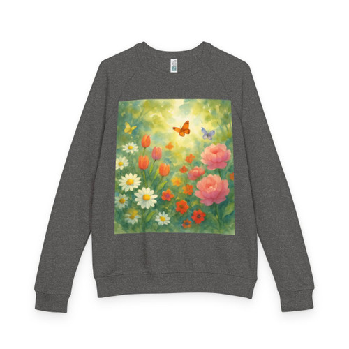 Serene Garden Escape - Unisex French Terry Raglan Crewneck