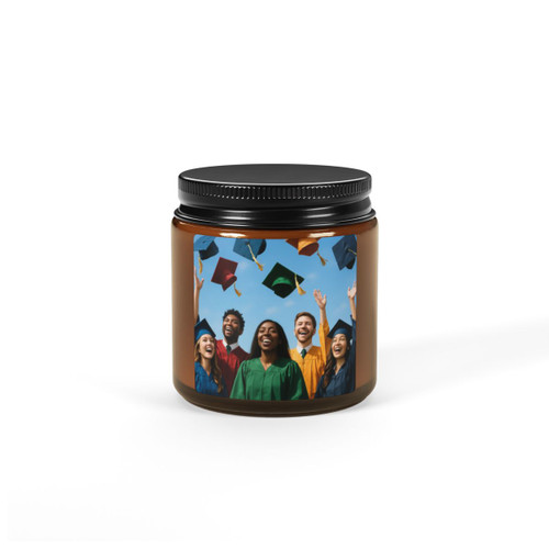 Cap Toss Celebration - Scented Soy Candle (Multi-Size, Amber Jar)