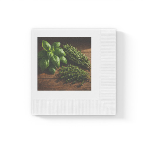 Rustic Herb Garden - White Coined Napkins