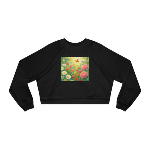 Serene Garden Escape - Women's Cropped Fleece Pullover Serene Garden Escape - Women's Cropped Fleece Pullover