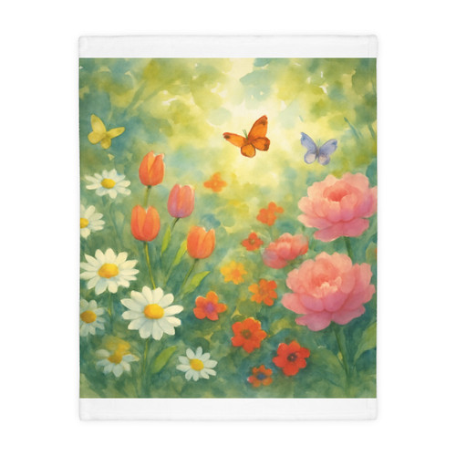 Serene Garden Escape - Velveteen Microfiber Blanket (Two-sided print)