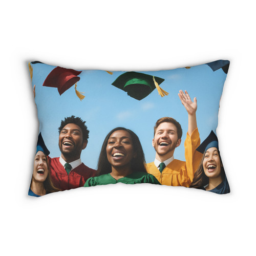 Cap Toss Celebration - Spun Polyester Lumbar Pillow