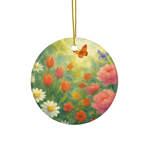 Serene Garden Escape - Decorative Ceramic Ornaments, Double-Sided (1pc, 3pcs, 5pcs, 10pcs)